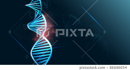 Double helix DNA and HUD elements on dark... - Stock Illustration ...