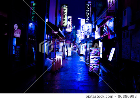 Red light district on a rainy night Red light district on a rainy night 86886998