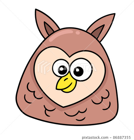 owl head funny expression smiling, doodle icon drawing 86887355