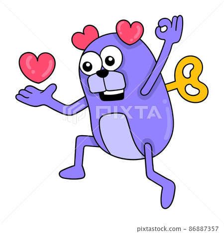 monsters are happy celebrating valentine love, doodle icon image kawaii 86887357