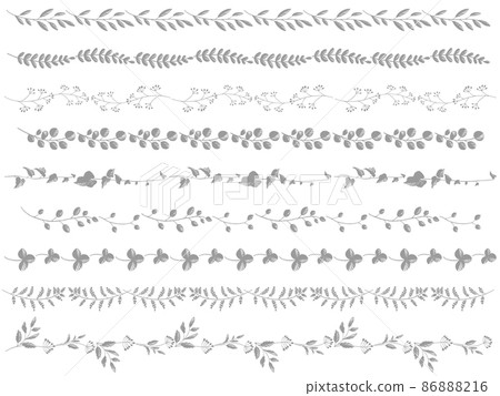 植物單調線組手繪線描（白色背景） 86888216