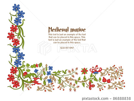 Floral vintage Medieval illuminati manuscript inspiration. 86888838
