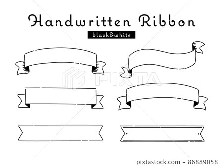 Handwritten ribbon vector illustration set decorative frame line drawing 86889058