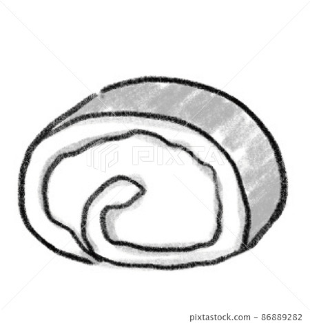 Roll cake with plenty of fresh cream Hand-painted sketch 86889282