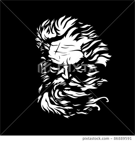 abstract Zeus Face Black and white vector 86889591