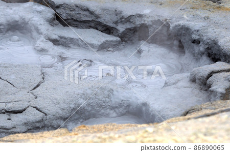 Boiling mudpool in Hverir, Namafjall in northern Iceland Boiling mudpool in Hverir, Namafjall in northern Iceland 86890065