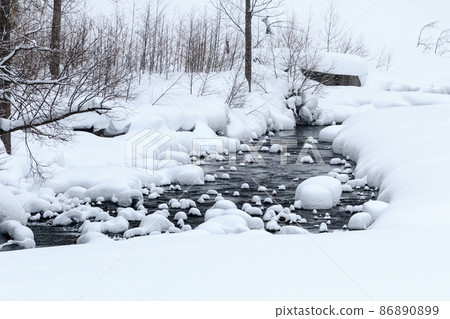 Snow hat on the Rarumanai River, Eniwa City, Hokkaido [February] 86890899