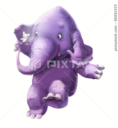 cute cartoon elephant with little white mouse cute cartoon elephant with little white mouse 86892435