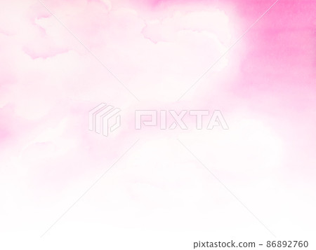 Horizontal background illustration in which the abstract evening sky and white clouds drawn in watercolor are thinned by gradation from top to bottom Horizontal background illustration in which the abstract evening sky and white clouds drawn in watercolor are thinned by gradation from top to bottom 86892760