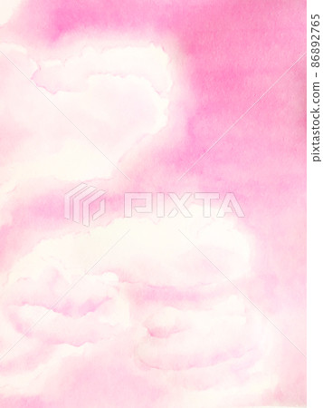 Abstract evening sky and white clouds landscape background illustration drawn with oil pastels Vertical 86892765