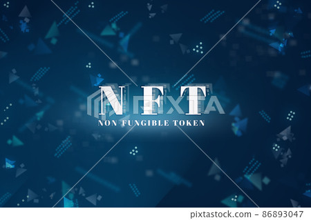 NFT. Metaverse. Neon blue text on black. 86893047