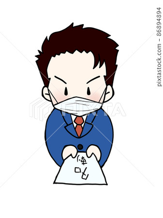 A businessman wearing a mask and exchanging business cards A businessman wearing a mask and exchanging business cards 86894894