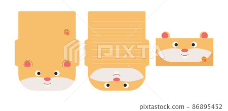Cute lovely hamster letter writing stationery paper laser cutting card template. Animal design for greeting, invitation, thank you cards. Vector stock illustration. 86895452
