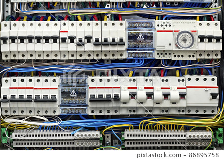 electrical panel with fuses closeup electrical panel with fuses closeup 86895758