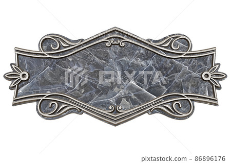 Vintage cast stone plate isolated on white background Vintage cast stone plate isolated on white background 86896176