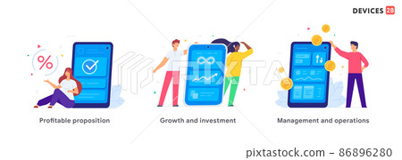 People use gadgets. set of icons, illustration 86896280