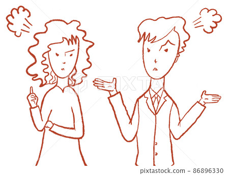 夫妻吵架的簡單線條畫 夫妻吵架的簡單線條畫 86896330