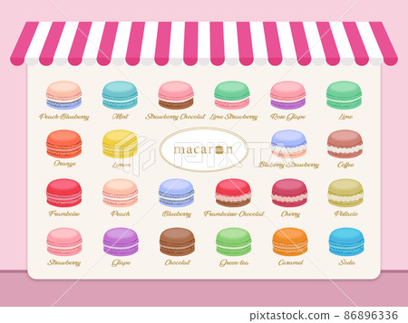 Cute macaroon baked goods set 86896336