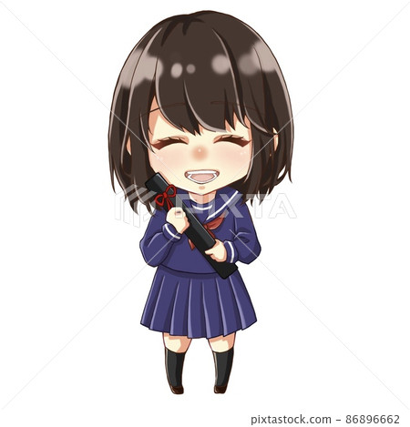 Graduation sailor suit smiling girl illustration 86896662