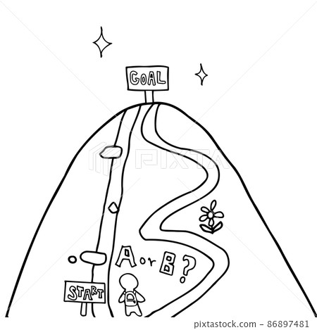 Line art illustration of options (roads) to reach the goal 86897481