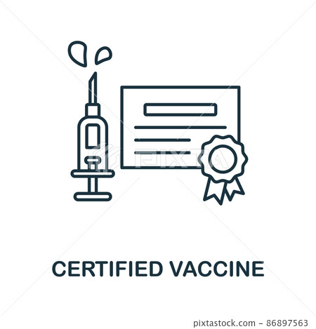 Certified Vaccine icon. Line element from vaccination collection. Linear Certified Vaccine icon sign for web design, infographics and more. 86897563
