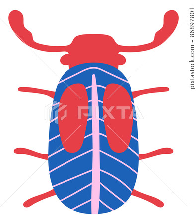 Hand drawn bug with stripe patterned wings in decorative doodle style Hand drawn bug with stripe patterned wings in decorative doodle style 86897801