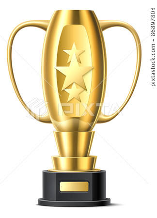 Golden trophy award. Shiny first place prize Golden trophy award. Shiny first place prize 86897803