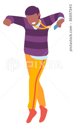 Boy in headphones dancing. Young man enjoying music Boy in headphones dancing. Young man enjoying music 86897843