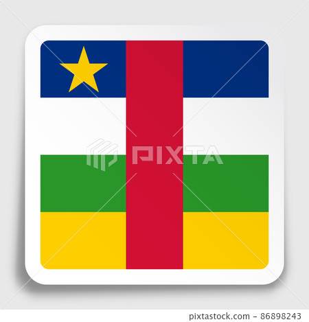 Central African Republic flag icon on paper square sticker with shadow. Button for mobile application or web. Vector 86898243