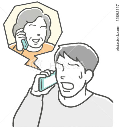 一個兒子在媽媽和他通電話時遇到麻煩 一個兒子在媽媽和他通電話時遇到麻煩 86898367