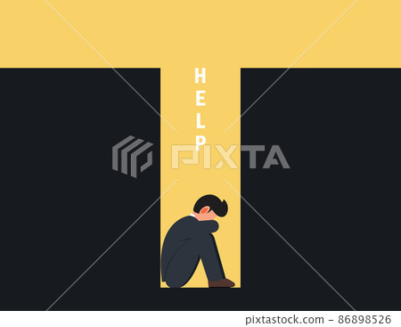 Depressed sad businessman in total despair. Depression, pain, suffering 86898526