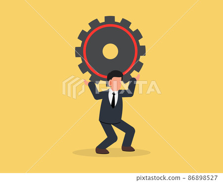 Businessman carrying a big gear.Concept business vector illustration 86898527
