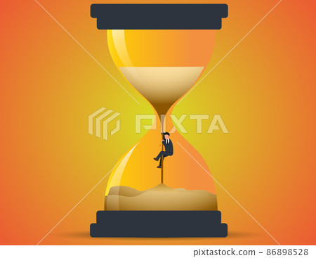 Businessman climbing up sand in hourglass. Concept losing time 86898528
