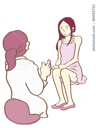 精神科檢查 一個有憂鬱表情的人格障礙女性的插圖 簡單 精神科檢查 一個有憂鬱表情的人格障礙女性的插圖 簡單 86898702