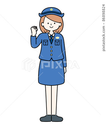 Police woman in a pose that works hard Police woman in a pose that works hard 86898824