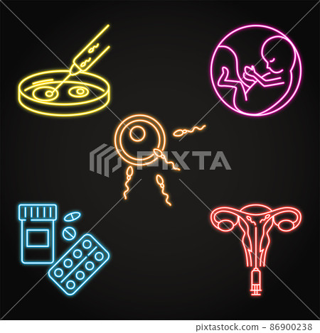 Natural and artificial fertilization neon icon set 86900238