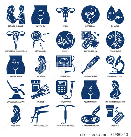 Gynecology and obstetrics icon set 86900240