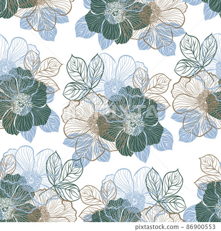 Seamless pattern with peony 86900553