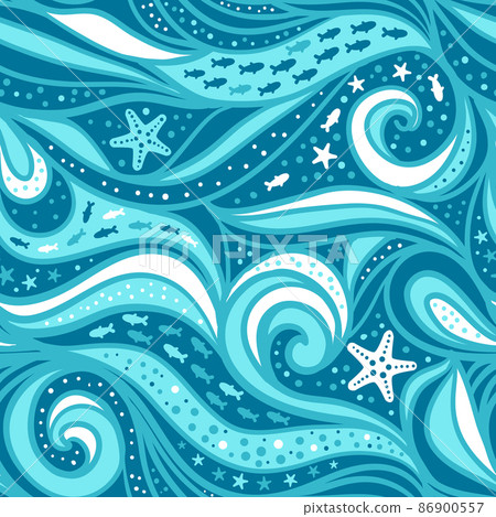 Sea waves seamless pattern Sea waves seamless pattern 86900557