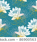 Seamless pattern with water lilies 86900563