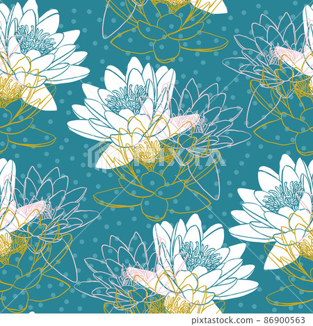 Seamless pattern with water lilies 86900563