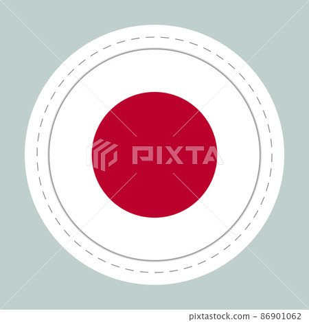 Sticker ball with flag of Japan. Round sphere, template icon. Japanese national symbol. Glossy realistic ball, 3D abstract vector illustration. Big bubble 86901062