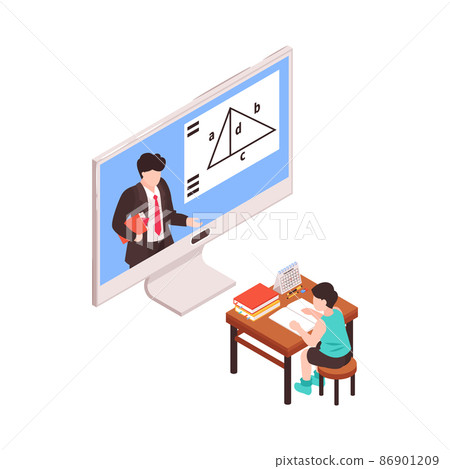 Remote Mathematics Lesson Composition-插圖素材 [86901209] - PIXTA圖庫