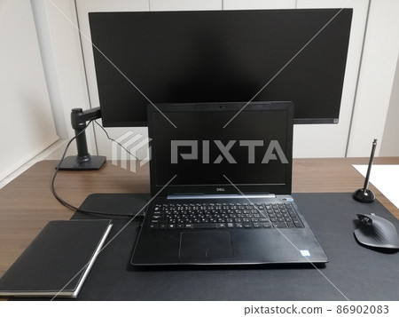 Desk with a telework environment Desk with a telework environment 86902083