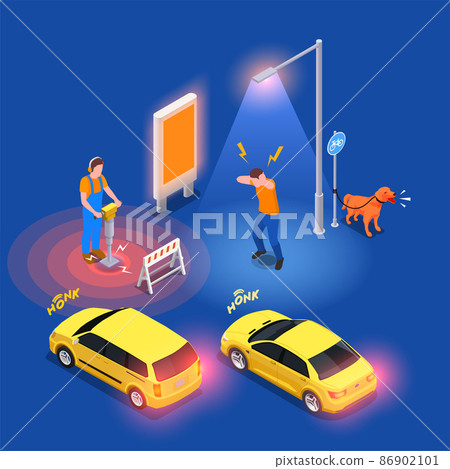 Noise Pollution Isometric Composition 86902101