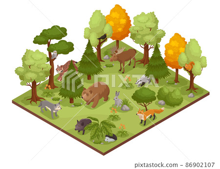 Isometric Forest Animals Composition Isometric Forest Animals Composition 86902107