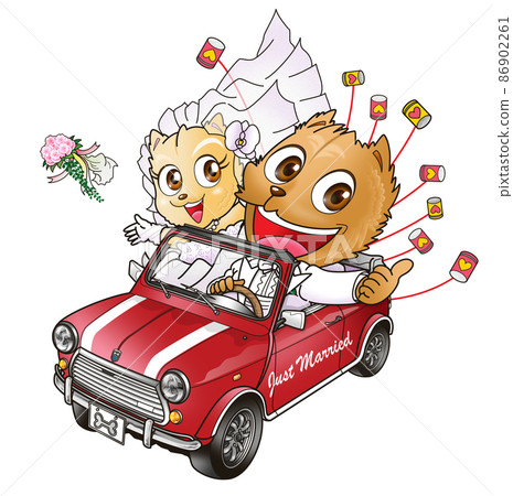 Dog, character, wedding, drive, white background 86902261