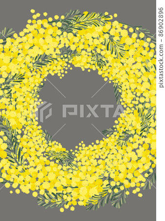 Mimosa acacia wreath background material floral pattern handwritten illustration spring image retro Scandinavian design Mimosa acacia wreath background material floral pattern handwritten illustration spring image retro Scandinavian design 86902896