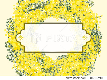 含羞草相思花環背景材料花卉圖案手寫插圖春天圖像復古斯堪的納維亞設計 含羞草相思花環背景材料花卉圖案手寫插圖春天圖像復古斯堪的納維亞設計 86902900
