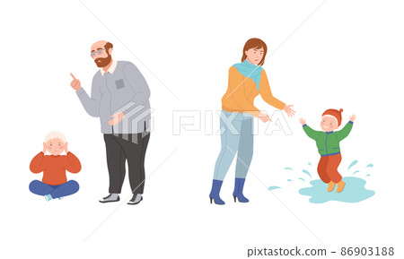 Annoyed Mother and Father Scolding Kid for Disobedience and Bad Behavior Vector Illustration Set Annoyed Mother and Father Scolding Kid for Disobedience and Bad Behavior Vector Illustration Set 86903188